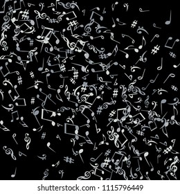 Musical Signs. Modern Background with Notes. Vector Element for Musical Poster, Banner, Advertising, Card. Minimalistic Simple Background.
