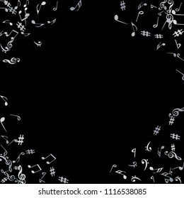 Musical Signs. Modern Background with Notes. Vector Element for Musical Poster, Banner, Advertising, Card. Minimalistic Simple Background.
