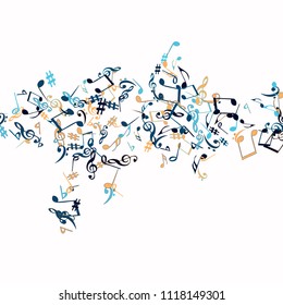 Musical Signs. Modern Background with Notes. Vector Element for Musical Poster, Banner, Advertising, Card. Minimalistic Simple Background.
