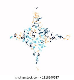 Musical Signs. Modern Background with Notes. Vector Element for Musical Poster, Banner, Advertising, Card. Minimalistic Simple Background.
