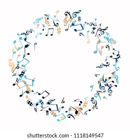 Musical Signs. Modern Background with Notes. Vector Element for Musical Poster, Banner, Advertising, Card. Minimalistic Simple Background.
