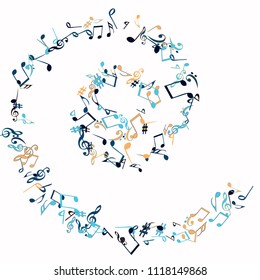 Musical Signs. Modern Background with Notes. Vector Element for Musical Poster, Banner, Advertising, Card. Minimalistic Simple Background.
