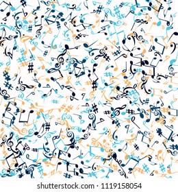 Musical Signs. Modern Background with Notes. Vector Element for Musical Poster, Banner, Advertising, Card. Minimalistic Simple Background.
