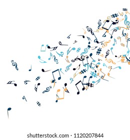 Musical Signs. Modern Background with Notes. Vector Element for Musical Poster, Banner, Advertising, Card. Minimalistic Simple Background.
