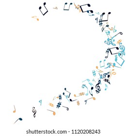 Musical Signs. Modern Background with Notes. Vector Element for Musical Poster, Banner, Advertising, Card. Minimalistic Simple Background.
