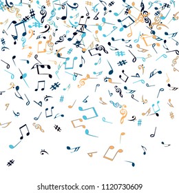 Musical Signs. Modern Background with Notes. Vector Element for Musical Poster, Banner, Advertising, Card. Minimalistic Simple Background.
