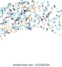 Musical Signs. Modern Background with Notes. Vector Element for Musical Poster, Banner, Advertising, Card. Minimalistic Simple Background.
