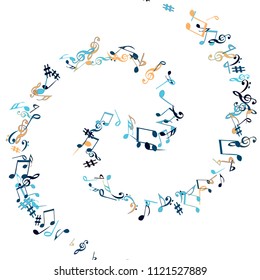 Musical Signs. Modern Background with Notes. Vector Element for Musical Poster, Banner, Advertising, Card. Minimalistic Simple Background.
