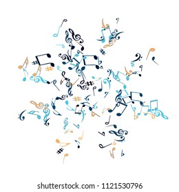 Musical Signs. Modern Background with Notes. Vector Element for Musical Poster, Banner, Advertising, Card. Minimalistic Simple Background.
