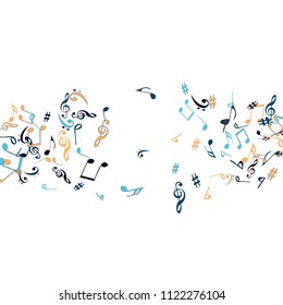 Musical Signs. Modern Background with Notes. Vector Element for Musical Poster, Banner, Advertising, Card. Minimalistic Simple Background.
