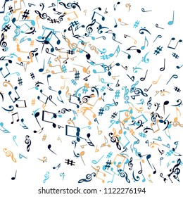 Musical Signs. Modern Background with Notes. Vector Element for Musical Poster, Banner, Advertising, Card. Minimalistic Simple Background.
