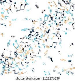 Musical Signs. Modern Background with Notes. Vector Element for Musical Poster, Banner, Advertising, Card. Minimalistic Simple Background.
