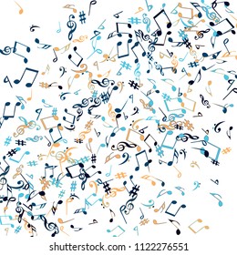 Musical Signs. Modern Background with Notes. Vector Element for Musical Poster, Banner, Advertising, Card. Minimalistic Simple Background.
