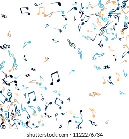 Musical Signs. Modern Background with Notes. Vector Element for Musical Poster, Banner, Advertising, Card. Minimalistic Simple Background.
