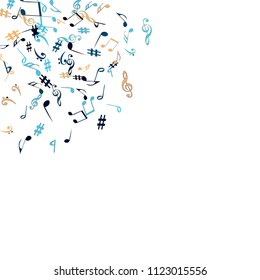 Musical Signs. Modern Background with Notes. Vector Element for Musical Poster, Banner, Advertising, Card. Minimalistic Simple Background.
