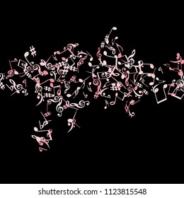 Musical Signs. Modern Background with Notes. Vector Element for Musical Poster, Banner, Advertising, Card. Minimalistic Simple Background.
