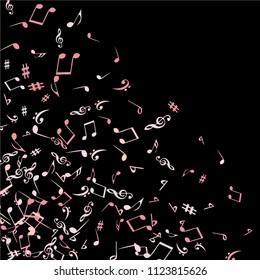 Musical Signs. Modern Background with Notes. Vector Element for Musical Poster, Banner, Advertising, Card. Minimalistic Simple Background.
