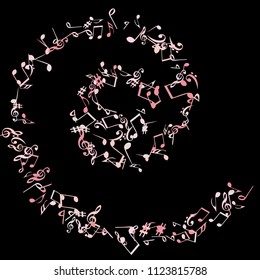 Musical Signs. Modern Background with Notes. Vector Element for Musical Poster, Banner, Advertising, Card. Minimalistic Simple Background.
