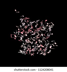 Musical Signs. Modern Background with Notes. Vector Element for Musical Poster, Banner, Advertising, Card. Minimalistic Simple Background.
