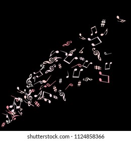 Musical Signs. Modern Background with Notes. Vector Element for Musical Poster, Banner, Advertising, Card. Minimalistic Simple Background.

