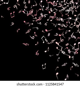 Musical Signs. Modern Background with Notes. Vector Element for Musical Poster, Banner, Advertising, Card. Minimalistic Simple Background.
