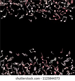 Musikalische Zeichen. Moderner Hintergrund mit Anmerkungen. Vektorelement für Musical Poster, Banner, Werbung, Karte. Minimalistischer einfacher Hintergrund.
