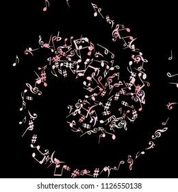 Musical Signs. Modern Background with Notes. Vector Element for Musical Poster, Banner, Advertising, Card. Minimalistic Simple Background.
