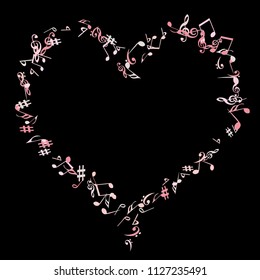 Musical Signs. Modern Background with Notes. Vector Element for Musical Poster, Banner, Advertising, Card. Minimalistic Simple Background.
