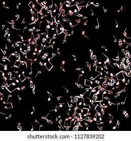 Musical Signs. Modern Background with Notes. Vector Element for Musical Poster, Banner, Advertising, Card. Minimalistic Simple Background.
