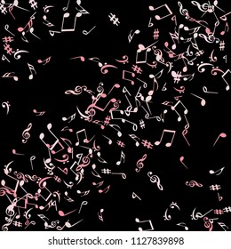 Musical Signs. Modern Background with Notes. Vector Element for Musical Poster, Banner, Advertising, Card. Minimalistic Simple Background.
