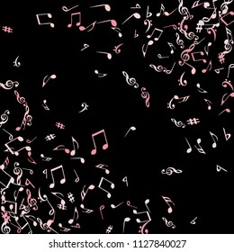 Musical Signs. Modern Background with Notes. Vector Element for Musical Poster, Banner, Advertising, Card. Minimalistic Simple Background.
