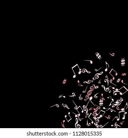 Musical Signs. Modern Background with Notes. Vector Element for Musical Poster, Banner, Advertising, Card. Minimalistic Simple Background.
