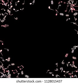 Musical Signs. Modern Background with Notes. Vector Element for Musical Poster, Banner, Advertising, Card. Minimalistic Simple Background.
