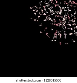 Musical Signs. Modern Background with Notes. Vector Element for Musical Poster, Banner, Advertising, Card. Minimalistic Simple Background.
