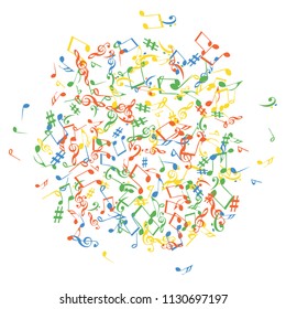 Musical Signs. Modern Background with Notes. Vector Element for Musical Poster, Banner, Advertising, Card. Minimalistic Simple Background.
