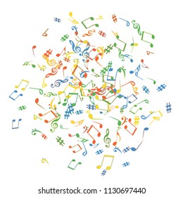 Musical Signs. Modern Background with Notes. Vector Element for Musical Poster, Banner, Advertising, Card. Minimalistic Simple Background.
