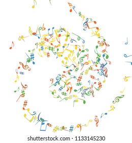 Musical Signs. Modern Background with Notes. Vector Element for Musical Poster, Banner, Advertising, Card. Minimalistic Simple Background.
