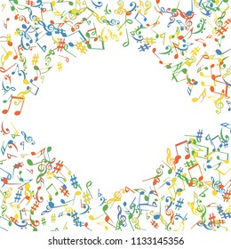 Musical Signs. Modern Background with Notes. Vector Element for Musical Poster, Banner, Advertising, Card. Minimalistic Simple Background.
