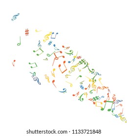 Musical Signs. Modern Background with Notes. Vector Element for Musical Poster, Banner, Advertising, Card. Minimalistic Simple Background.
