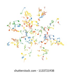 Musical Signs. Modern Background with Notes. Vector Element for Musical Poster, Banner, Advertising, Card. Minimalistic Simple Background.
