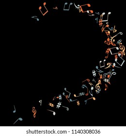 Musical Signs. Modern Background with Notes. Vector Element for Musical Poster, Banner, Advertising, Card. Minimalistic Simple Background.
