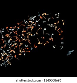 Musical Signs. Modern Background with Notes. Vector Element for Musical Poster, Banner, Advertising, Card. Minimalistic Simple Background.

