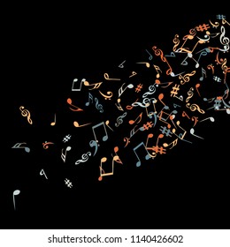 Musical Signs. Modern Background with Notes. Vector Element for Musical Poster, Banner, Advertising, Card. Minimalistic Simple Background.
