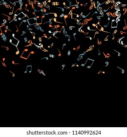 Musical Signs. Modern Background with Notes. Vector Element for Musical Poster, Banner, Advertising, Card. Minimalistic Simple Background.
