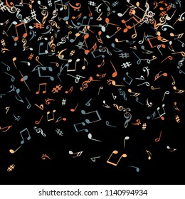 Musical Signs. Modern Background with Notes. Vector Element for Musical Poster, Banner, Advertising, Card. Minimalistic Simple Background.

