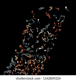 Musical Signs. Modern Background with Notes. Vector Element for Musical Poster, Banner, Advertising, Card. Minimalistic Simple Background.
