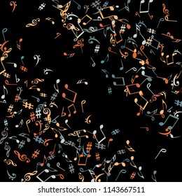 Musical Signs. Modern Background with Notes. Vector Element for Musical Poster, Banner, Advertising, Card. Minimalistic Simple Background.
