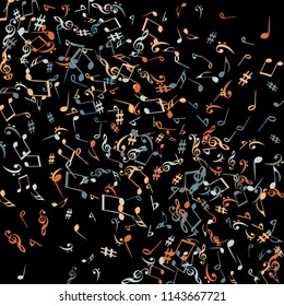 Musical Signs. Modern Background with Notes. Vector Element for Musical Poster, Banner, Advertising, Card. Minimalistic Simple Background.
