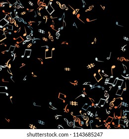 Musical Signs. Modern Background with Notes. Vector Element for Musical Poster, Banner, Advertising, Card. Minimalistic Simple Background.

