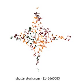Musical Signs. Modern Background with Notes. Vector Element for Musical Poster, Banner, Advertising, Card. Minimalistic Simple Background.
